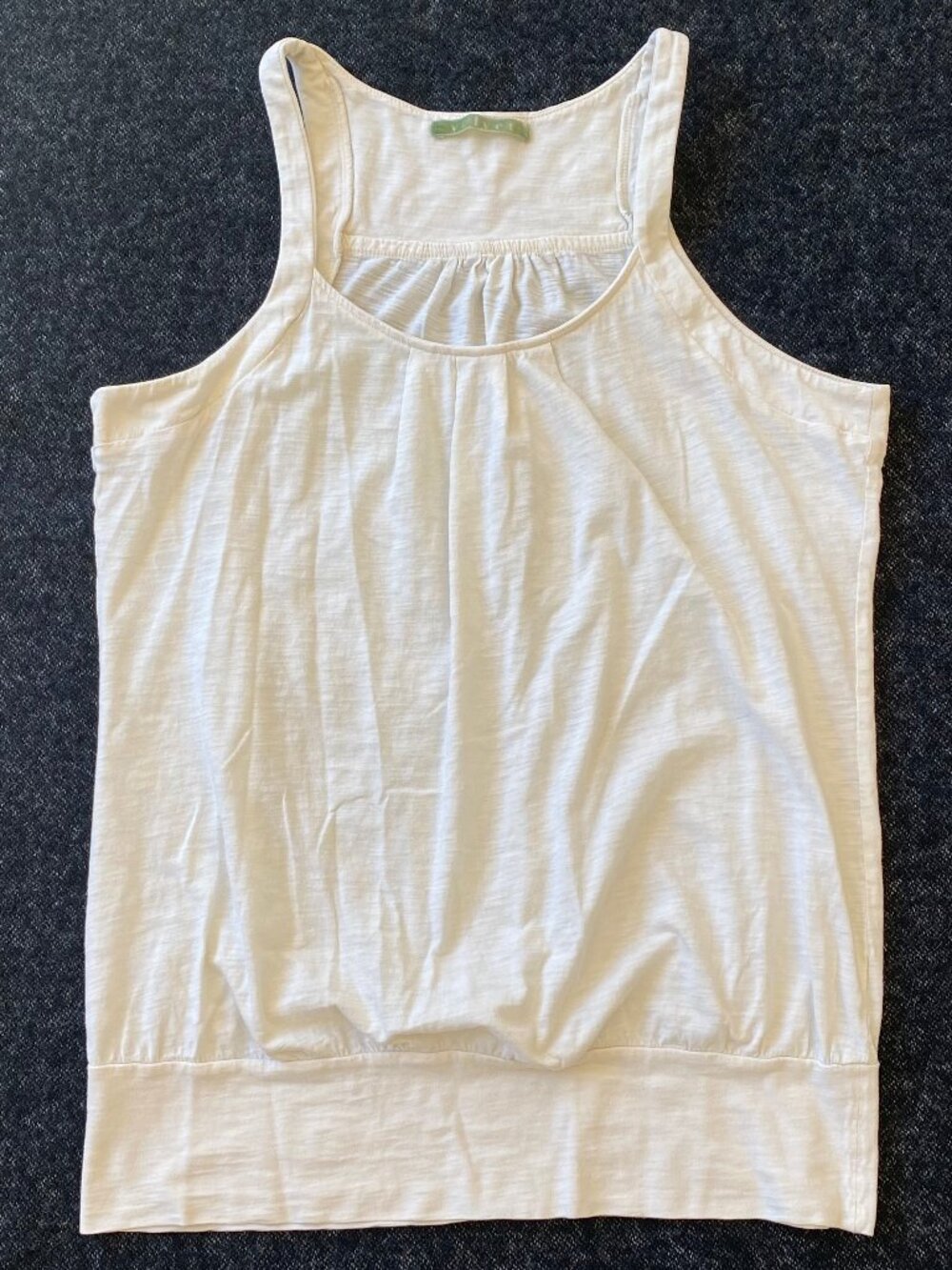 Velvet by Graham & Spencer Slub Cotton Banded Hem Tank Top Off White Size M Y2K